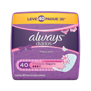 Absorvente - Always Protetor Diário Regular Sem Perfume 40 Unidades