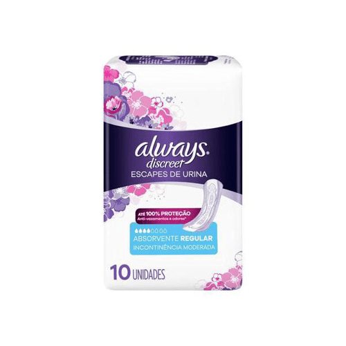 Absorvente Dia Always Discreet Incontinência Urinária 10 Unidades