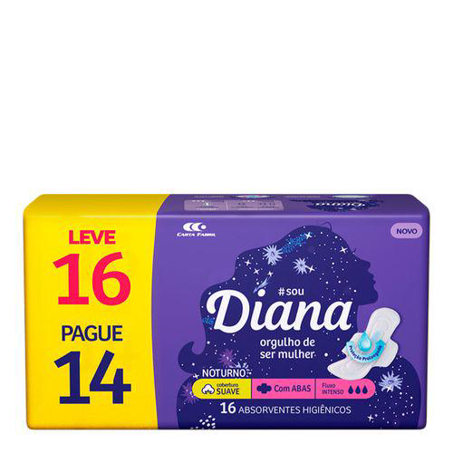 Absorvente Diana Noturno Suave Com Abas Com 16 Unidades