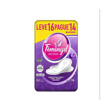 Imagem do produto Absorvente Femino Noturno Feminyd Com Abas Leve 16 Pague 14