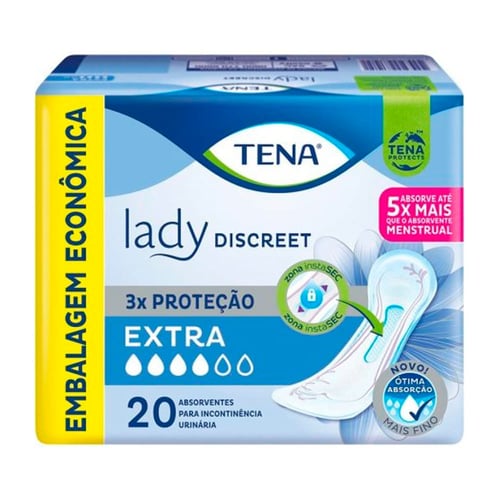 Absorvente Geriátrico Tena Lady Discreet Extra 20 Unidades 20 Unidades