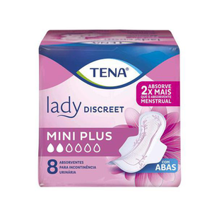 Absorvente Geriátrico Tena Lady Discreet Mini Plus Com Abas 8 Unidades