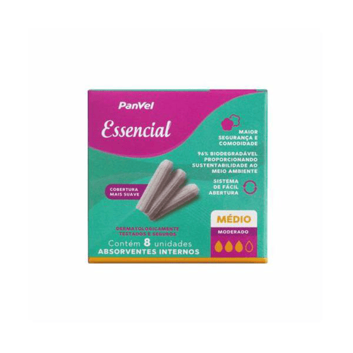 Imagem do produto Absorvente Interno Panvel Essencial Medio Com 8 Unidades