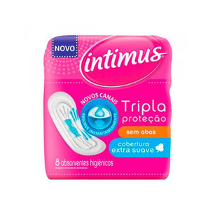 Absorvente Intimus Gel Tripla Proteção Cobertura Suave s/abas Com 8 Unidades