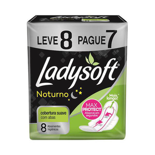 Absorvente Ladysoft Normal Noturno Suave - Com Abas Com 8 Unidades