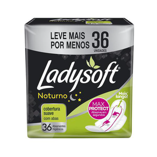 Imagem do produto Absorvente Ladysoft Noturno Com Abas Cobertura Seca 36 Unidades