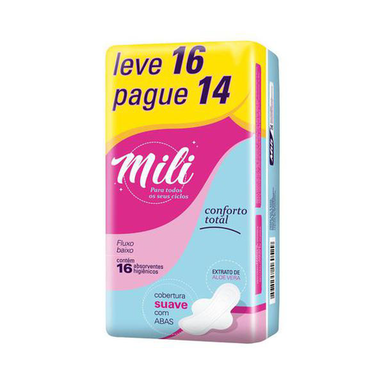 Imagem do produto Absorvente Mili Conforto Total Com Abas Leve 16 Pague 14 Unidades
