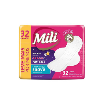 Imagem do produto Absorvente Mili Dia E Noite Suave C/Abas 12X32