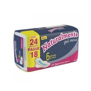 Absorvente Naturalmente Gel Mais Com Abas Leve 24 Pague 18 Unidades