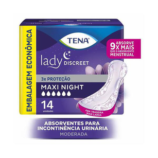 Absorvente Para Incontinencia Urinaria Tena Lady Discreet Maxi Night Com 14 Unidades
