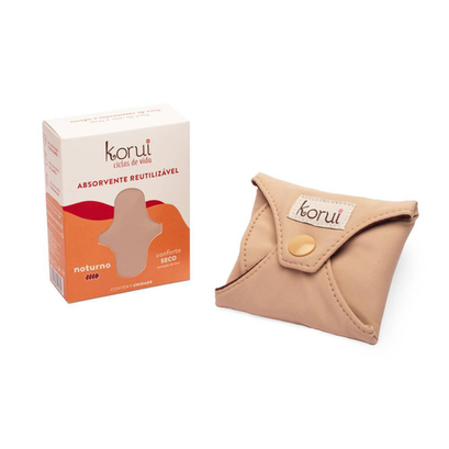 Imagem do produto Absorvente Reutilizavel Korui Noturno Cobertura Seca Com Abas Cor Bege