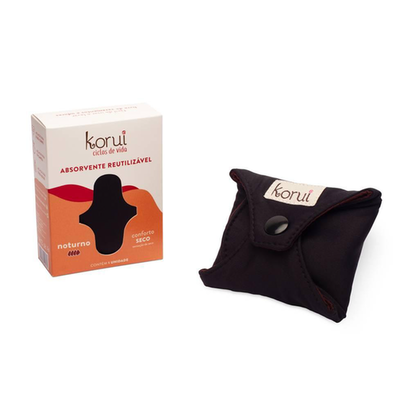 Imagem do produto Absorvente Reutilizavel Korui Noturno Cobertura Seca Com Abas Cor Preto