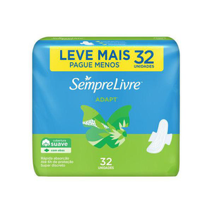 Imagem do produto Absorvente Sempre Livre Adapt Cobertura Suave Com Abas 32 Unidades Leve Mais Por Menos