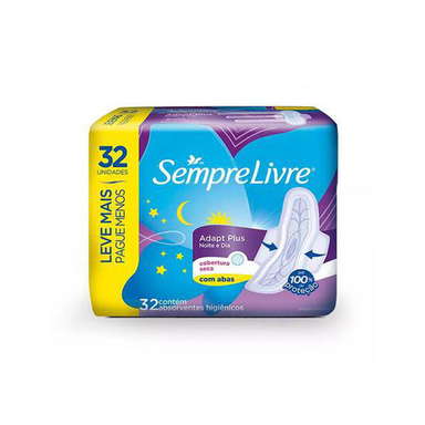 Imagem do produto Absorvente Sempre Livre Adapt Plus Noite E Dia Com Abas Seca 32 Unidades
