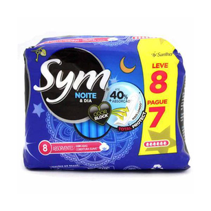 Absorvente - Sym Noturno Suave Com Abas Gel C 08 Unidades