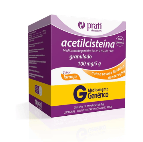 Acetilcisteína 100Mg/5G - 16 Envelopes Com Pó Solúvel Prati Donaduzzi Genérico