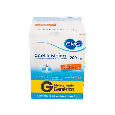 Acetilcisteína - 200Mg 16 Envelopes Ems Genérico