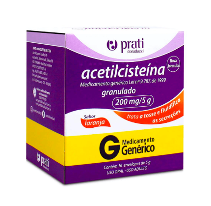 Acetilcisteína 200Mg/5G - 16 Envelopes Com Pó Solúvel Prati Donaduzzi Genérico