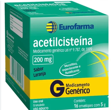 Acetilcisteína 200Mg/5Ml - 16 Envelopes Com Pó Solúvel Eurofarma Genérico
