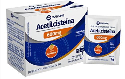 Acetilcisteína 600Mg - 16 Envelopes Suplemento Alimentar Em Pó Sabor Laranja