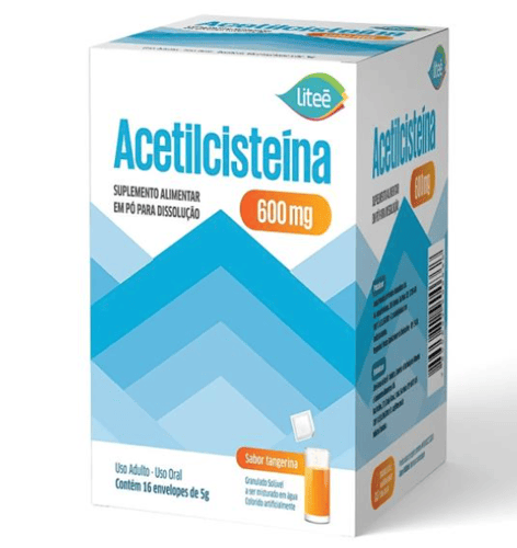 Imagem do produto Acetilcisteína 600Mg - 16 Sachês Suplemento Alimentar Em Pó Sabor Tangerina
