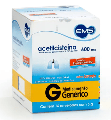 Imagem do produto Acetilcisteína 600Mg/5G - 16 Envelopes Com Pó Solúvel Ems Genérico