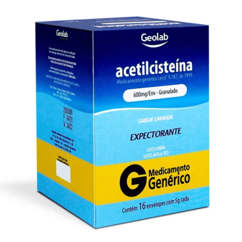 Acetilcisteína 600Mg/5G - 16 Envelopes Com Pó Solúvel Geolab Genérico