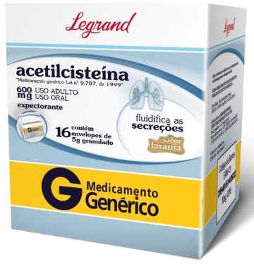 Acetilcisteína 600Mg/5G - 16 Envelopes Com Pó Solúvel Legrand Genérico