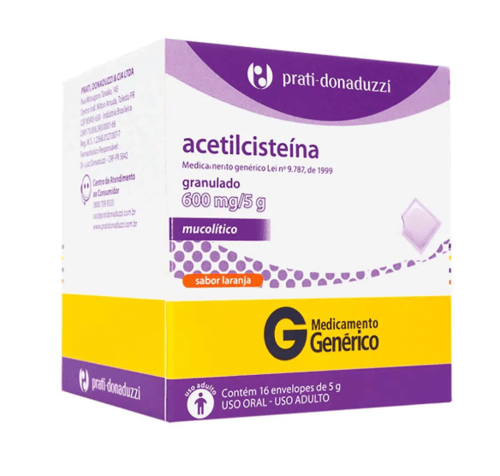 Acetilcisteína 600Mg/5G - 16 Envelopes Com Pó Solúvel Prati Donaduzzi Genérico