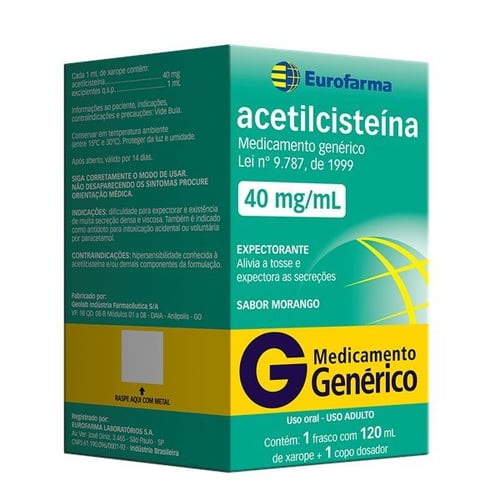 Acetilcisteína - Xarope 40Mg/Ml Frasco Com 120Ml+Cp Med Eurofarma Genérico