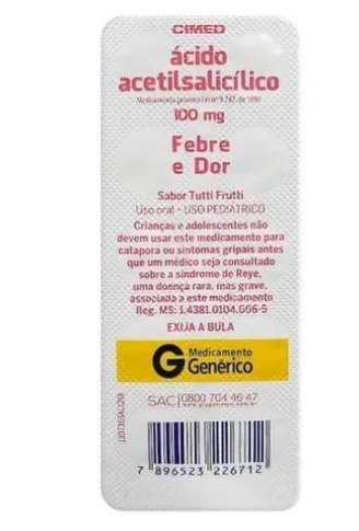 Ácido Acetilsalicílico 100 Mg - 30 Comprimidos Cimed Genérico