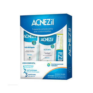 Acnezil Kit De Tratamento Completo Com Loção Adstringente E Gel De Limpeza E Gel Secativo