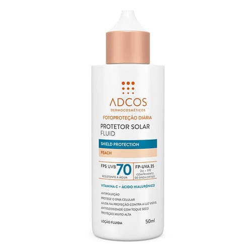 Protetor Solar Facial Adcos Fluid Shield Protection Peach FPS70 50Ml