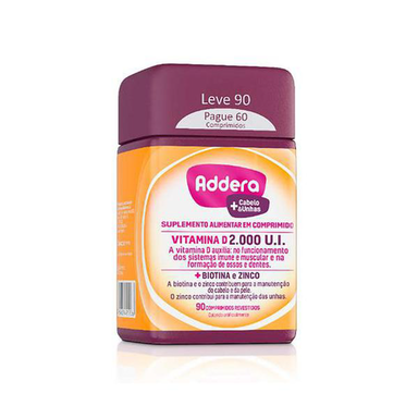 Imagem do produto Addera +Cabelo E Unhas - 90 Comprimidos Revestidos