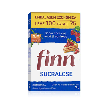 Adoçante Em Pó Finn Sucralose Com 100 Envelopes 100 Envelopes