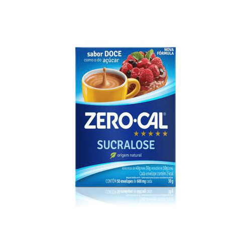 Adoçante Em Pó Zerocal Sucralose Com 50 Sachês De 600Mg Cada