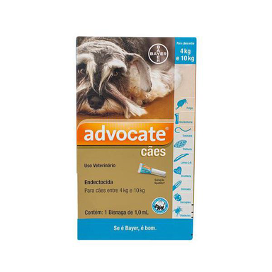 Advocate Cães Endectocida Para Cães Entre 4Kg A 10Kg Com 1 Bisnaga De 1,0Ml