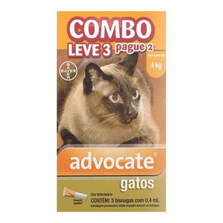 Imagem do produto Advocate Gatos Combo Para Gatos Até 4Kg 3 Pipetas Com 0,4Ml Cada .