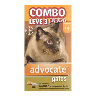 Advocate Gatos Combo Para Gatos De 4Kg Até 8Kg 3 Pipetas Com 0,8Ml Cada .