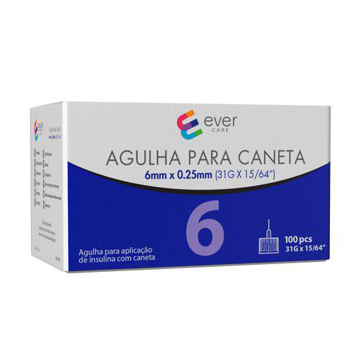 Agulha Caneta Insulina Ever Care 6Mm 100 Unidades