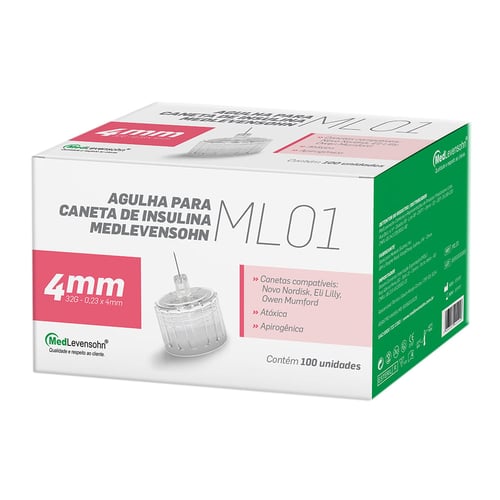 Agulha Descartável Ml01 Medlevensohn 4Mm Com 100 Unidades