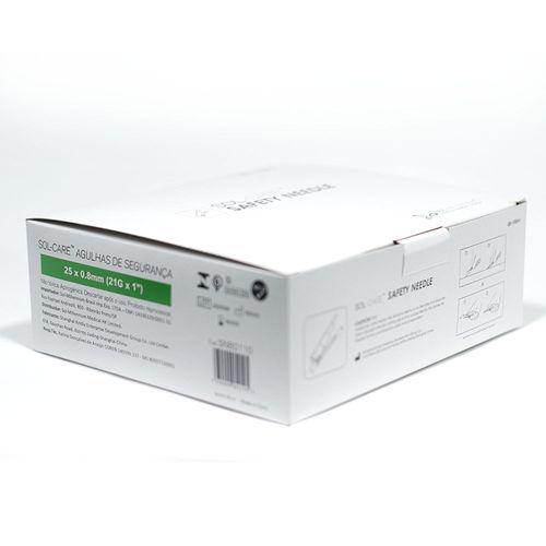 Imagem do produto Agulha Hipodérmica Com Dispositivo De Segurança 25X8 Verde Com 100 Unidades Solcare Solmillennium