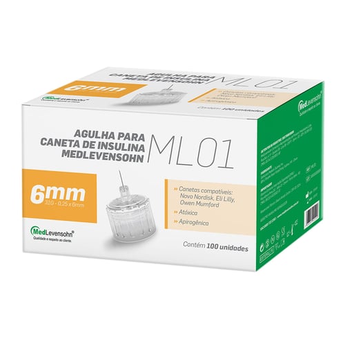 Agulha Para Caneta De Insulina Medlevensohn 31G 6Mm Com 100 Unidades