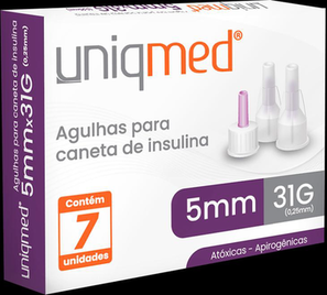 Imagem do produto Agulhas Para Caneta De Insulina 5Mmx31G Cx 7 Unidades Uniqmed