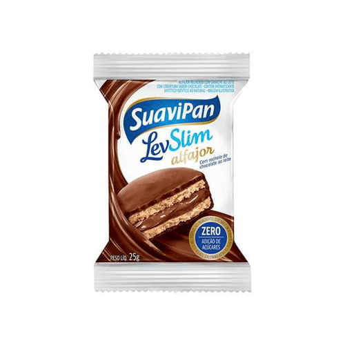 Imagem do produto Alfajor Recheado Com Ganache Ao Leite Com Cobertura Sabor Chocolate Suavipan Levslim 40Gr