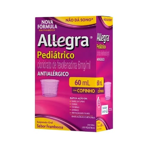 Allegra - 6 Mg/Ml Suspensão De Uso Oral Frasco 60Ml + Copo Dosador Sabor Framboesa