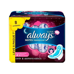 Always Absorvente Protecao Total Suave Noturno Com Abas Leve 8 Pague 7