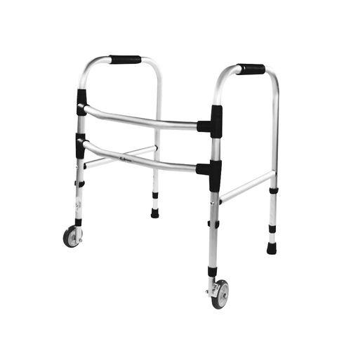 Imagem do produto Andador Aluminio Dobravel Fixo 2 Barras Infantil Com Rodas Indaia