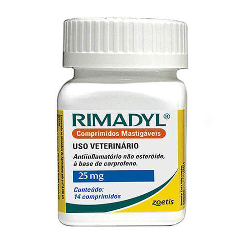 Antiinflamatório Zoetis Rimadyl Mastigável 25Mg Para Cães 14 Comprimidos