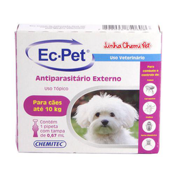 Antiparasitário Ecpet Chemitec C/ 1 Pipeta De 0,67Ml P/ Cães Até 10Kg